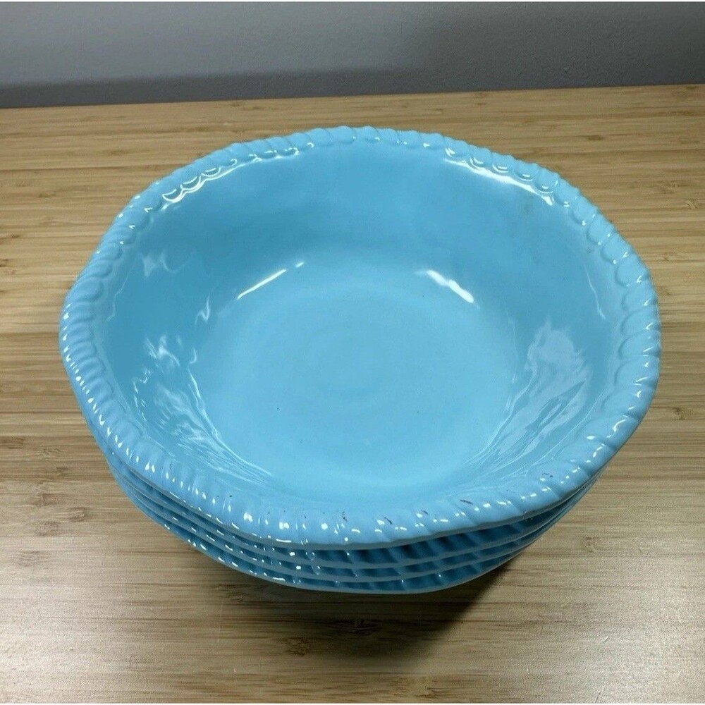 Set of 4 Tommy Bahama Nautical Blue Aqua 8" Melamine Bowls Beach House Island